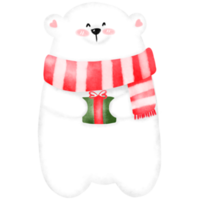 acuarela de oso de navidad png