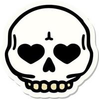 sticker of tattoo in traditional style of a skull vector