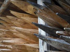 Pointed wood logs pattern photo