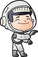 astronauta de dibujos animados feliz vector