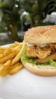 French Fries Chicken Burger photo