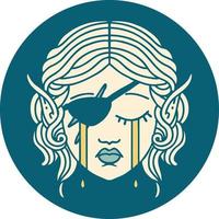 icon of crying elf rogue character face vector