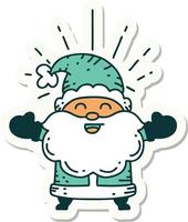 pegatina de un personaje de navidad feliz santa claus estilo tatuaje vector