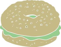 flat color illustration of bagel vector