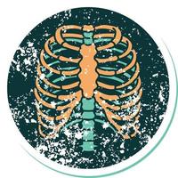 iconic distressed sticker tattoo style image of a rib cage vector