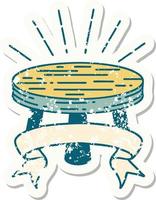 worn old sticker of a tattoo style wooden stool vector