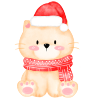 chat mignon aquarelle noël png