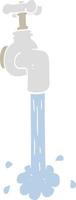 flat color illustration of running faucet vector