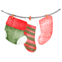 chaussette de noel aquarelle png