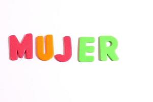 Mujer, woman word lettering in Spanish photo