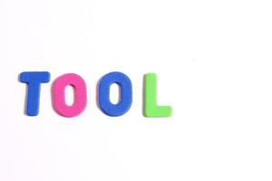 Tool word lettering, text on white photo