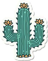 pegatina de tatuaje al estilo tradicional de un cactus vector