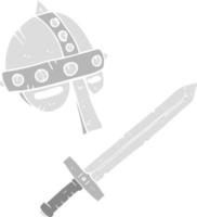 flat color illustration of medieval helmet vector