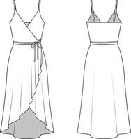 Maxi Dress One Piece Fashion Vector Illustration Flat Sketches Template  Stock Illustration  Download Image Now  iStock