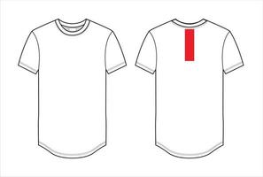 diseño de camiseta con dobladillo redondo, boceto de detalles para hombres vector