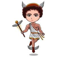 Hermes chibi mascot logo design vector