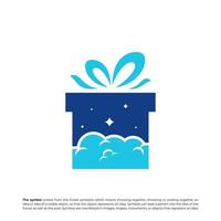 Gift Cloud Logo Design Template. Cloud Gift logo concept vector. Creative Icon Symbol vector