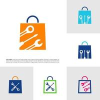 Set of Mechanic Shop Logo Vector. Shop Mechanic logo design concept template. Creative Simple Icon Symbol vector