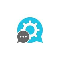 Gear Chat Logo Design Template. Chat Gear logo concept vector. Creative Icon Symbol vector