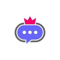 Chat King Logo Design Template. Crown Chat logo concept vector. Creative Icon Symbol vector