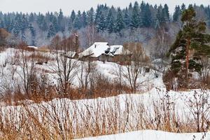 snow covered village photo