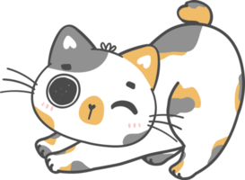 bonito brincalhão chita bobtail japonês gatinho gato cartoon doodle desenho de mão png