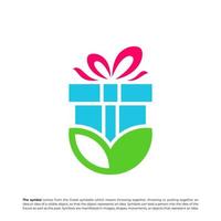 Nature Gift Logo Design Template. Gift Leaf logo concept vector. Creative Icon Symbol vector