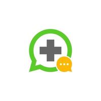 Health Chat Logo Design Template. Chat Plus logo concept vector. Creative Icon Symbol vector