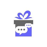 plantilla de diseño de logotipo de chat de regalo. vector de concepto de logotipo de regalo de chat. símbolo de icono creativo