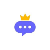 Chat King Logo Design Template. Crown Chat logo concept vector. Creative Icon Symbol vector