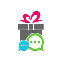 Gift Chat Logo Design Template. Chat Gift logo concept vector. Creative Icon Symbol vector