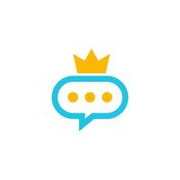 Chat King Logo Design Template. Crown Chat logo concept vector. Creative Icon Symbol vector