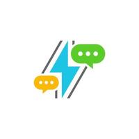 Thunder Chat Logo Design Template. Chat Fast logo concept vector. Creative Icon Symbol vector