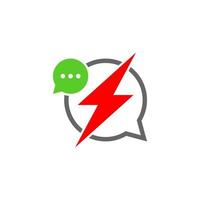 Thunder Chat Logo Design Template. Chat Fast logo concept vector. Creative Icon Symbol vector