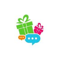 Gift Chat Logo Design Template. Chat Gift logo concept vector. Creative Icon Symbol vector