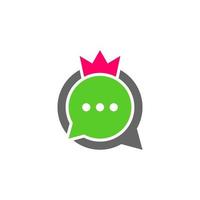 Chat King Logo Design Template. Crown Chat logo concept vector. Creative Icon Symbol vector