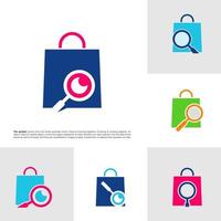 Set of Find Shop Logo Vector. Shop Search logo design concept template. Creative Simple Icon Symbol vector