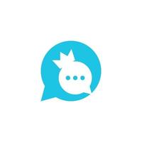 Chat King Logo Design Template. Crown Chat logo concept vector. Creative Icon Symbol vector