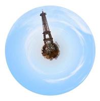 spherical view of Paris with big Eiffel tower photo