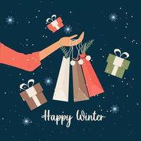 christmas shopping gift vector