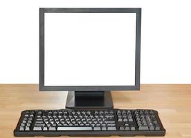 pantalla negra con pantalla recortada y teclado foto