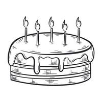 Cake with candles sketch vector