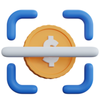 3D-Rendering-Dollar-Münzscanner isoliert png