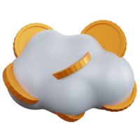 3d interpretazione nube con alcuni monete isolato png