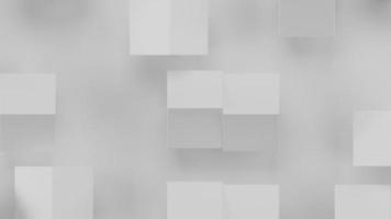 Weiße Würfel drehen und bewegen sich auf einem weißen Hintergrund. Endlosschleifenanimation. video