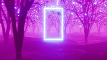 Purple forest with neon frame. Animation Loop. video