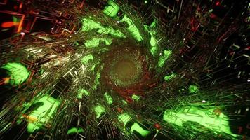 Flying inside data cables. The green tunnel.