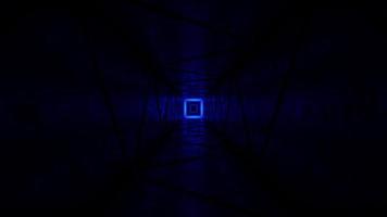 vliegend in een tunnel met knippert blauw fluorescerend lichten. oneindig lusvormige animatie. video