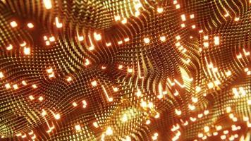 Animated wave moving structure of gold cubes with glare and radiance. Infinitely looped animation. video