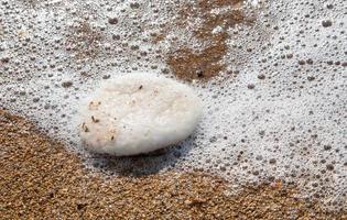 crystalline salt on beach of Dead Sea photo